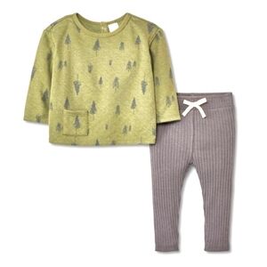 NWT Grayson Collective Boy/Girl 2pc Quilted Pullover & Leggings Set - Green